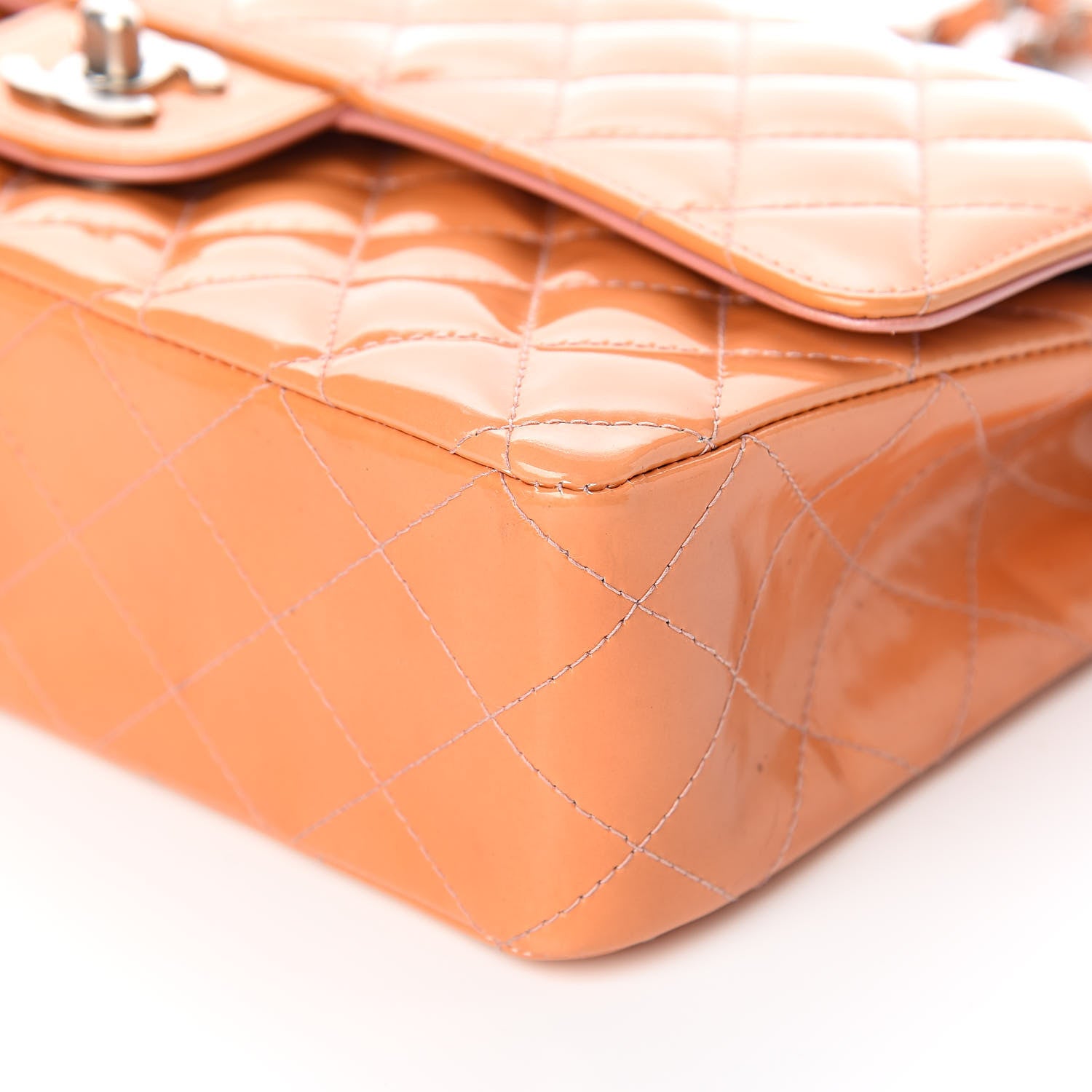 Chanel Patent Quilted Medium Double Flap Orange 11 of 16