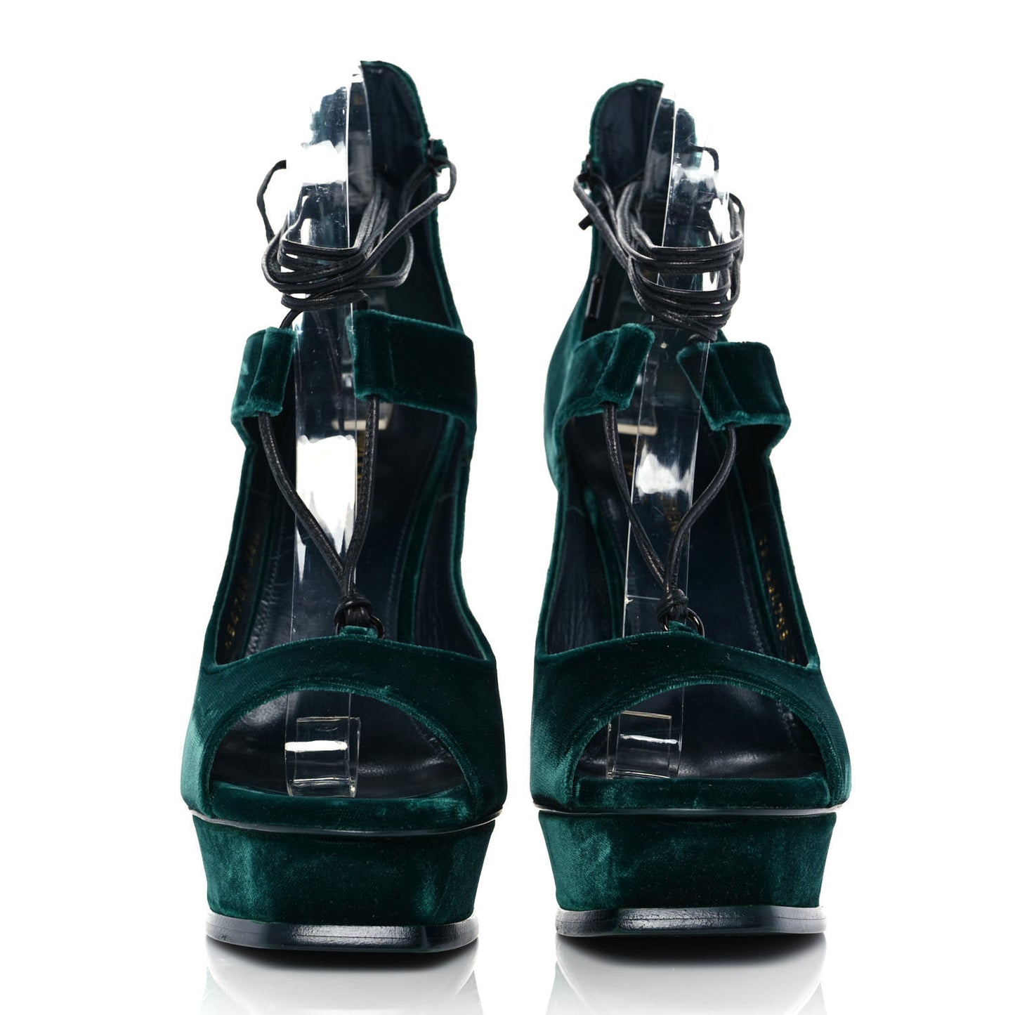 Velluto Master Lace Up Tribute 105 Platform Sandals 38.5 Malachite