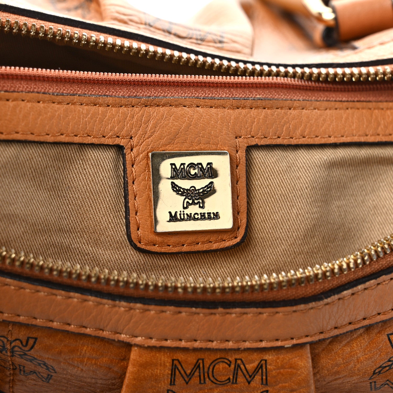 MCM Visetos Boston Bag Cognac 6 of 12