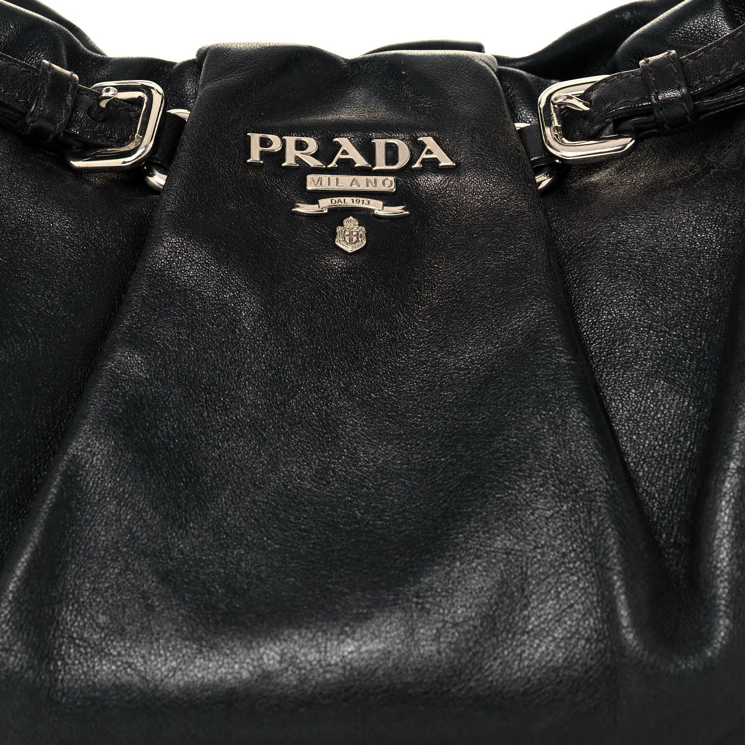 Prada Soft Calfskin Pleated Hobo Black 6 of 12