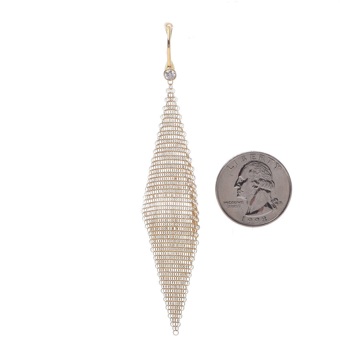Tiffany 18K Yellow Gold Diamond Elsa Peretti Mesh Earrings 2 of 4