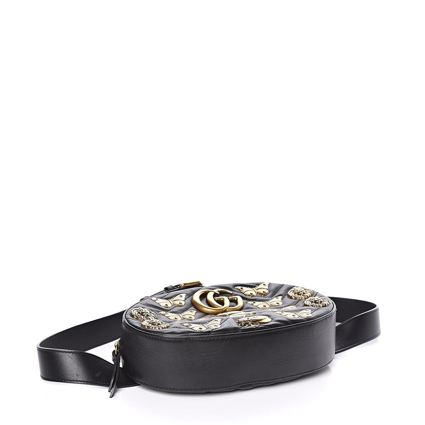 Calfskin Matelasse Animal Studs GG Marmont Belt Bag 100 40 Black