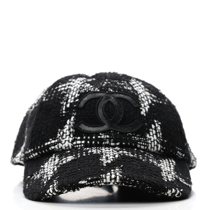 Chanel Tweed Cap Hat M Black White 3 of 8