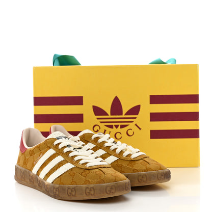 Gucci X ADIDAS Vintage GG Monogram Mens Gazelle Sneakers 6.5 Mid Natural Nut Off White 8 of 8