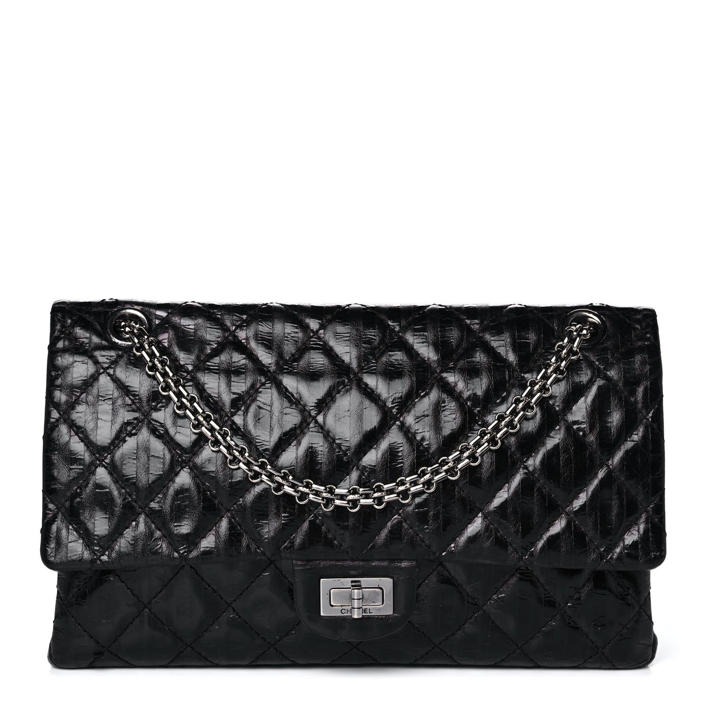 Metallic Calfskin Striped 2.55 Reissue 226 Flap Black