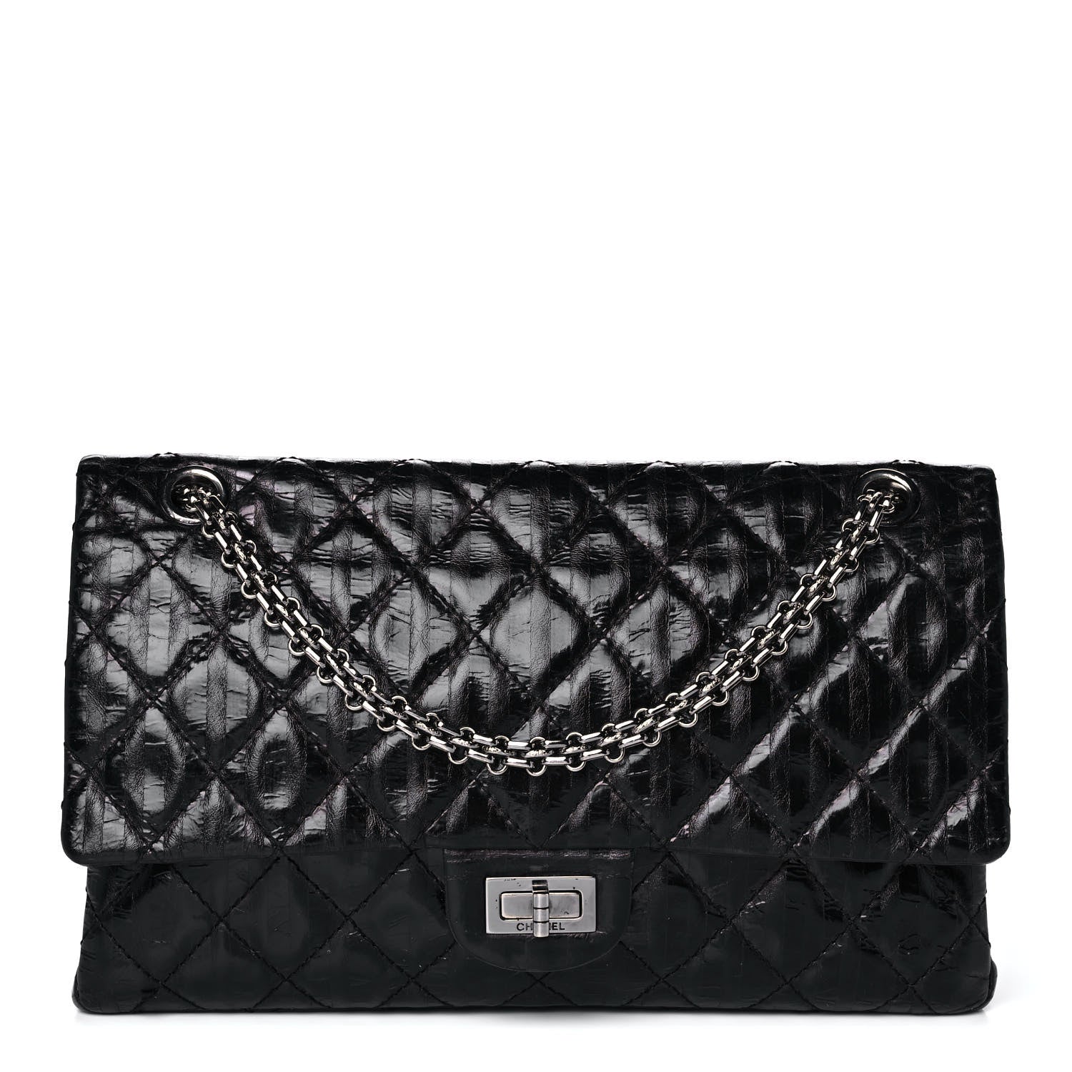 Chanel Metallic Calfskin Striped 2.55 Reissue 226 Flap Black 1 of 15