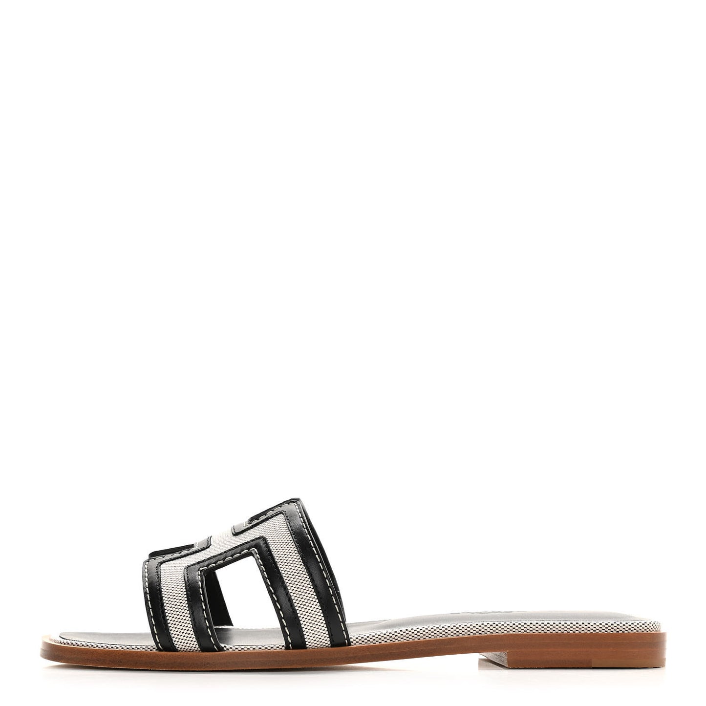 Calfskin Canvas Oran Sandals 36 Black