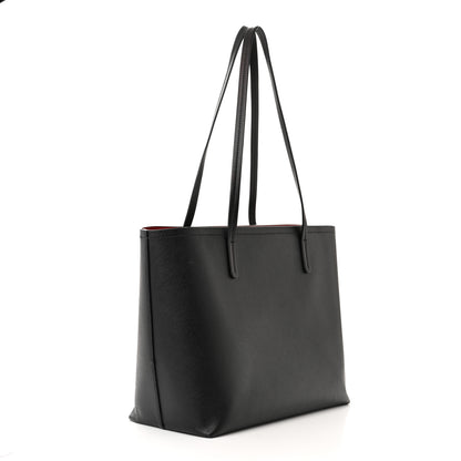 Prada Saffiano Cuir Shopping Tote Black Fuoco 4 of 17