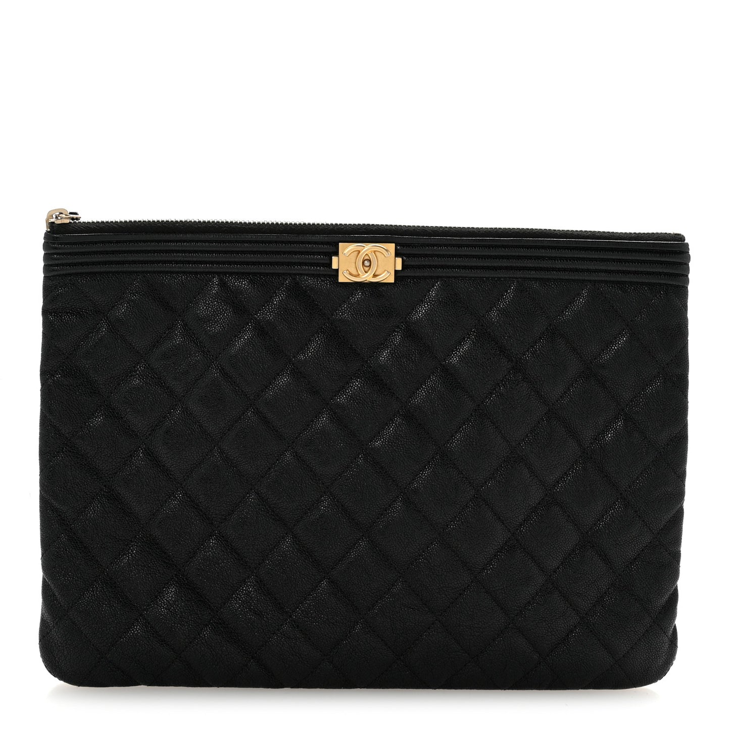 Caviar Quilted Medium Boy Cosmetic Case Black