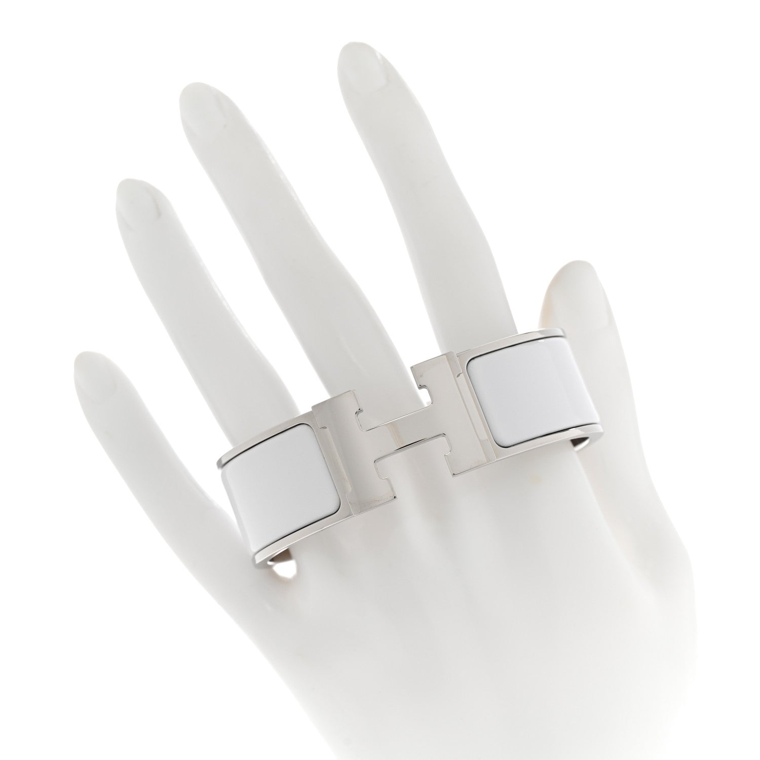 Hermes Enamel Wide Clic Clac H Bracelet GM White 2 of 6