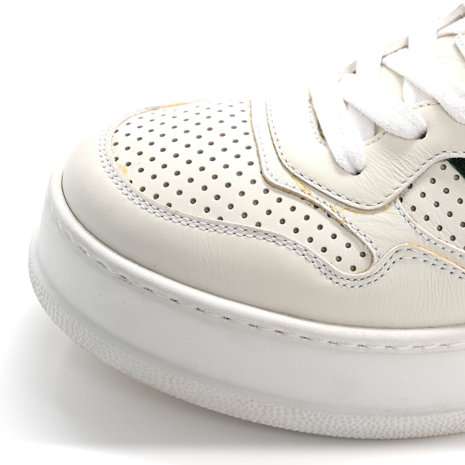 Gucci Calfskin Web Perforated Womens Platform 55mm Sneakers 40 White Bright Splash 10 of 18