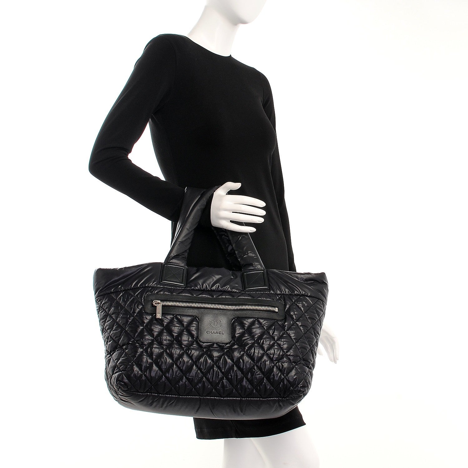 Chanel Nylon Quilted Large Coco Cocoon Tote Black 2 of 9