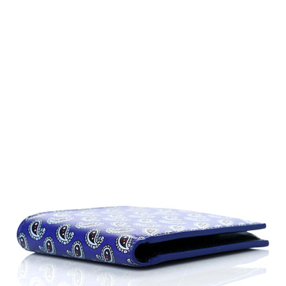 Balenciaga Calfskin Logo Paisley Square Bi-Fold Wallet Blue 4 of 11