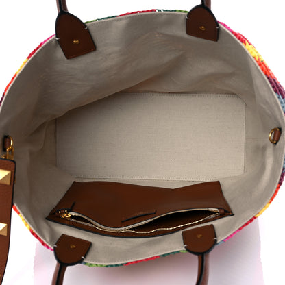 Valentino Garavani Raffia Calfskin Rockstud Summer Tote Multicolor 5 of 8