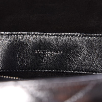 Saint Laurent Metallic Calfskin Y Quilted Monogram Small Loulou Chain Satchel Acciaio 9 of 9
