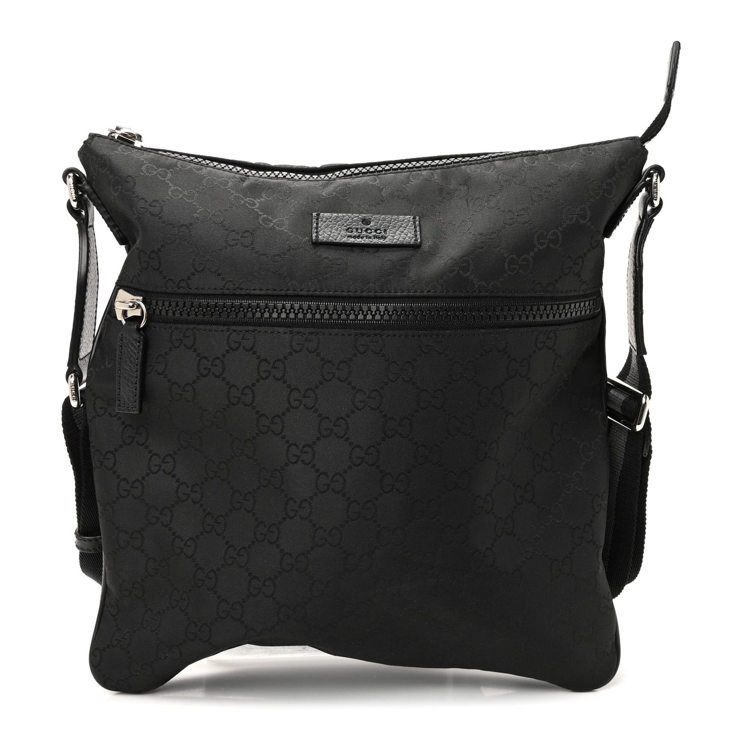 Nylon Monogram Medium Flat Messenger Bag Black