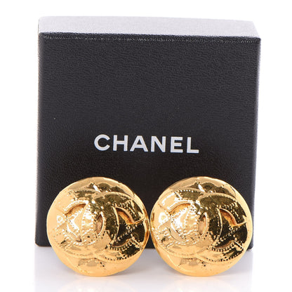 Chanel Round Quilted CC Clip On Earrings Gold 5 of 5