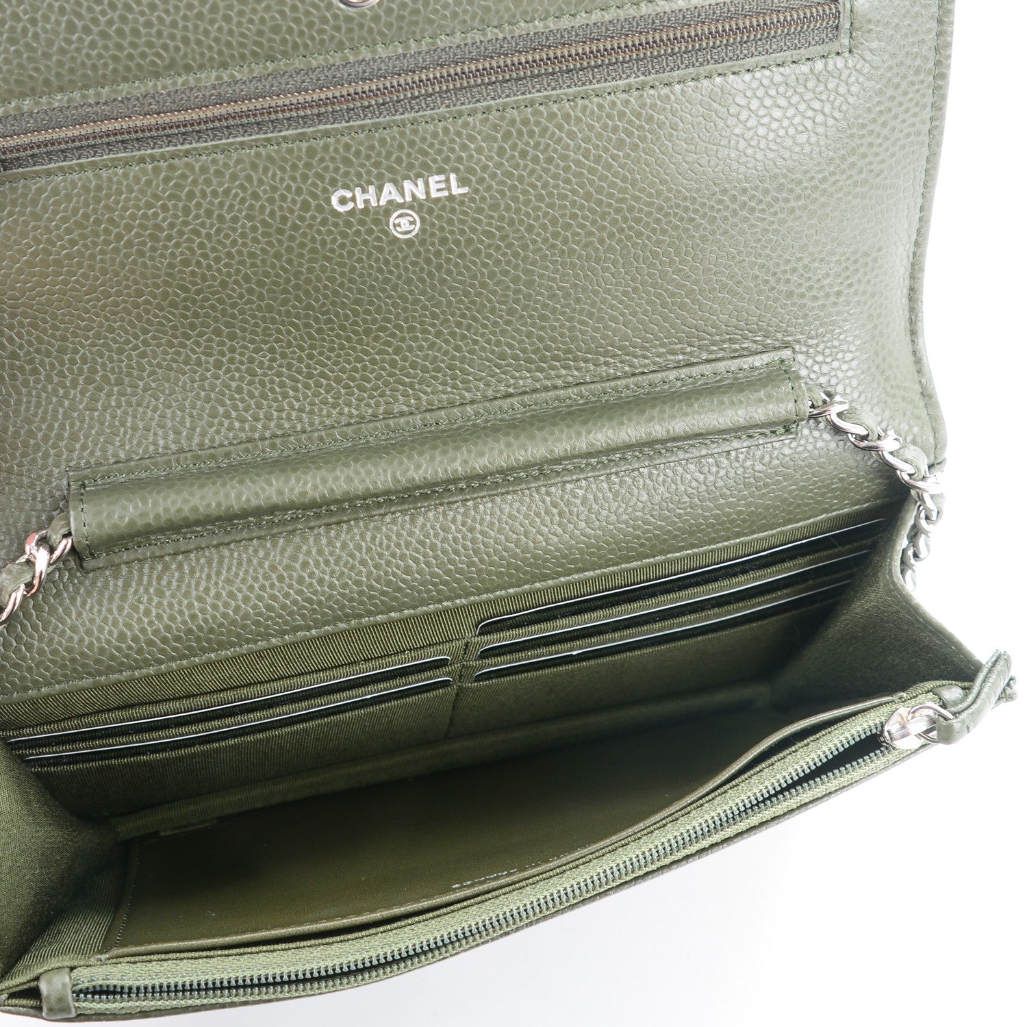 Chanel Caviar Quilted Wallet On Chain WOC Dark Green 5 of 8
