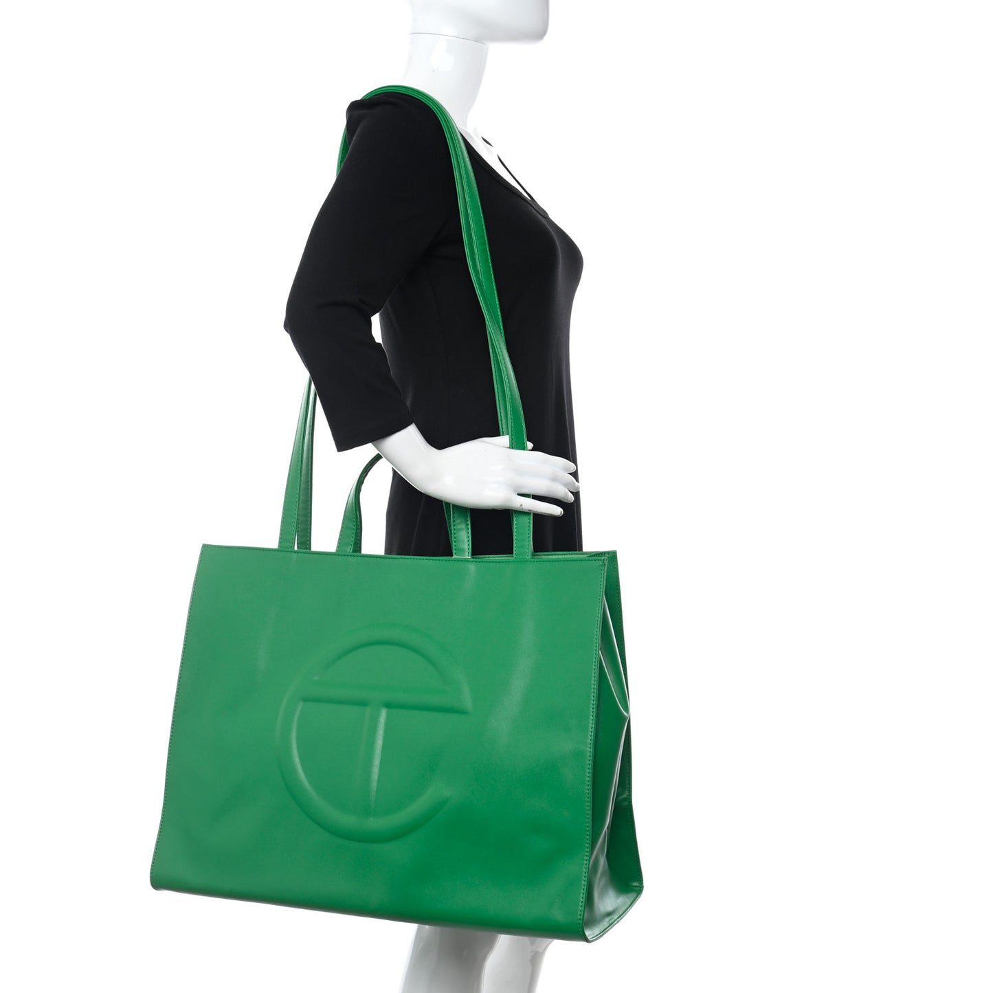 Vegan Leather Large Shopping Bag Greenscreen