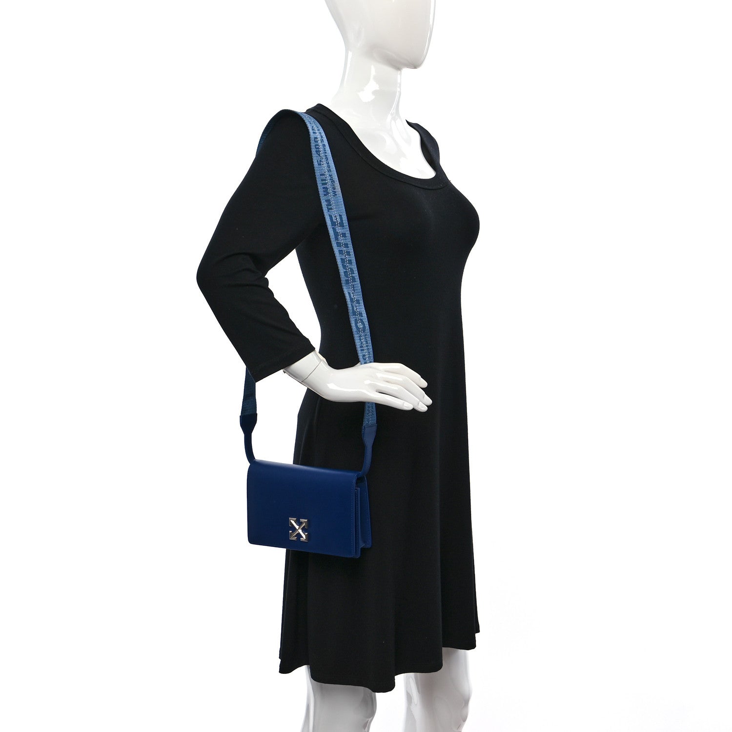 Off-White Calfskin Jitney 0.5 Crossbody Bag Blue 2 of 11
