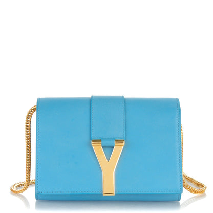 Saint Laurent Calfskin Small Classic Y Satchel Bag Blue Glacier 1 of 8