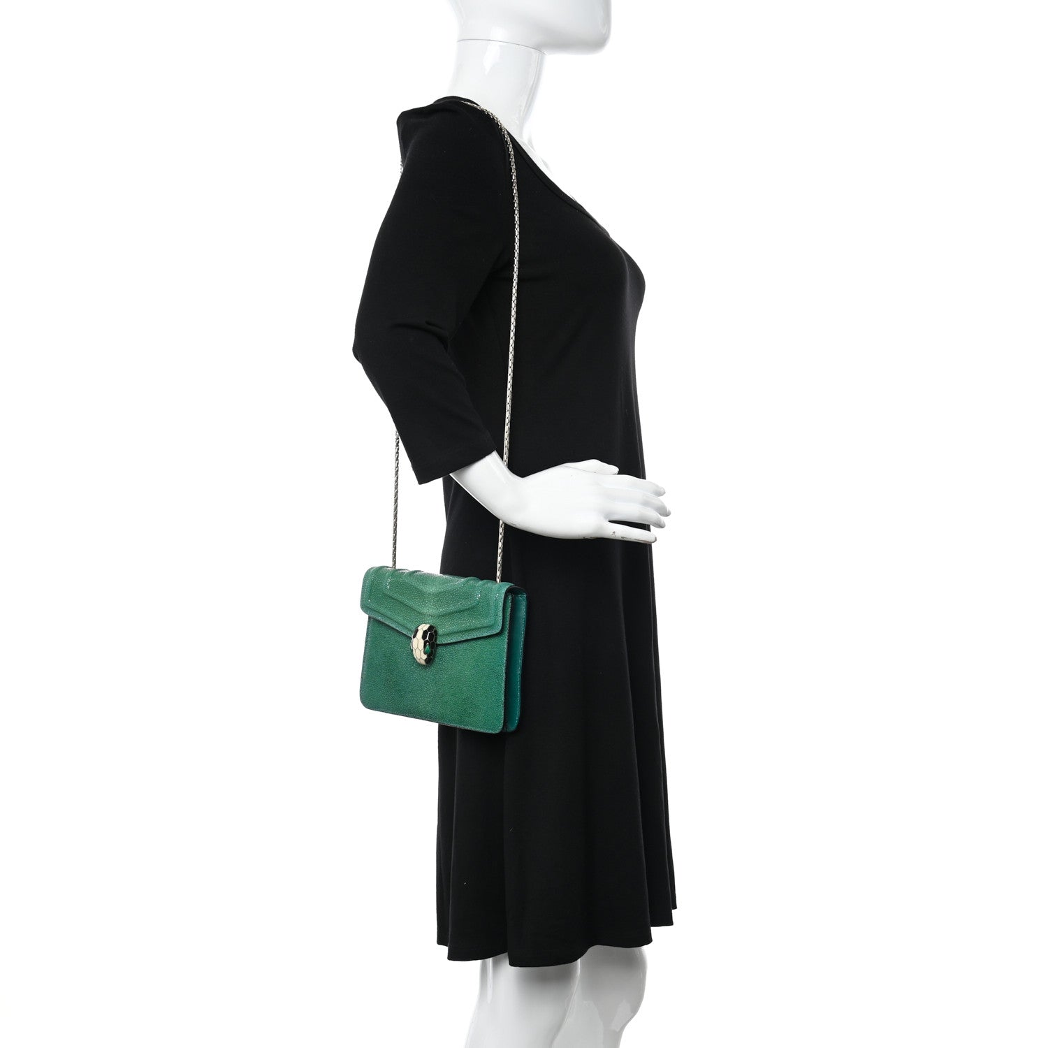 Bulgari Galuchat Calfskin Serpenti Forever Crossbody Bag Green 2 of 13