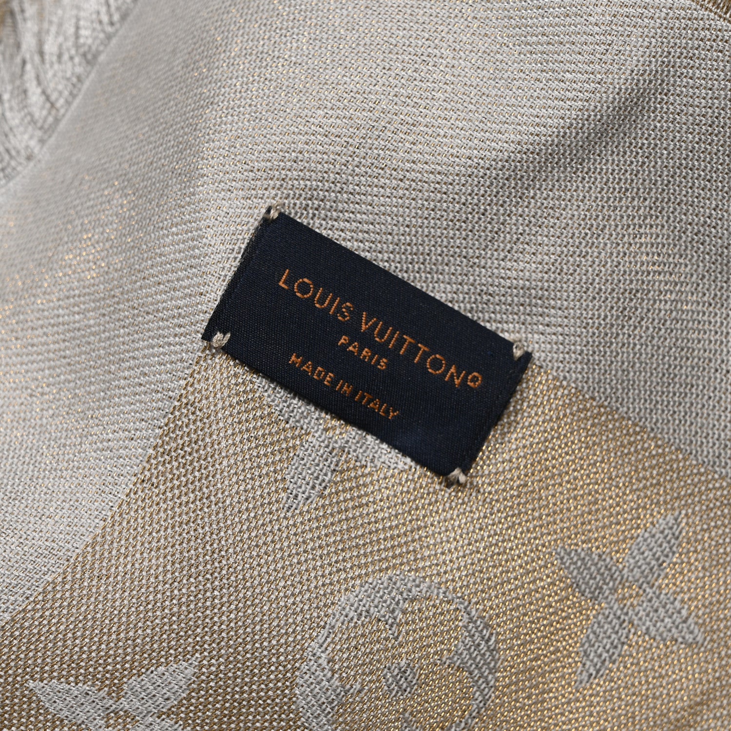 Louis Vuitton Silk Lurex Wool Monogram Shine Shawl Greige 3 of 3