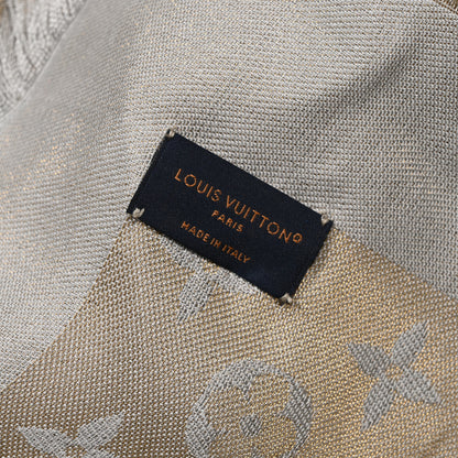 Louis Vuitton Silk Lurex Wool Monogram Shine Shawl Greige 3 of 3