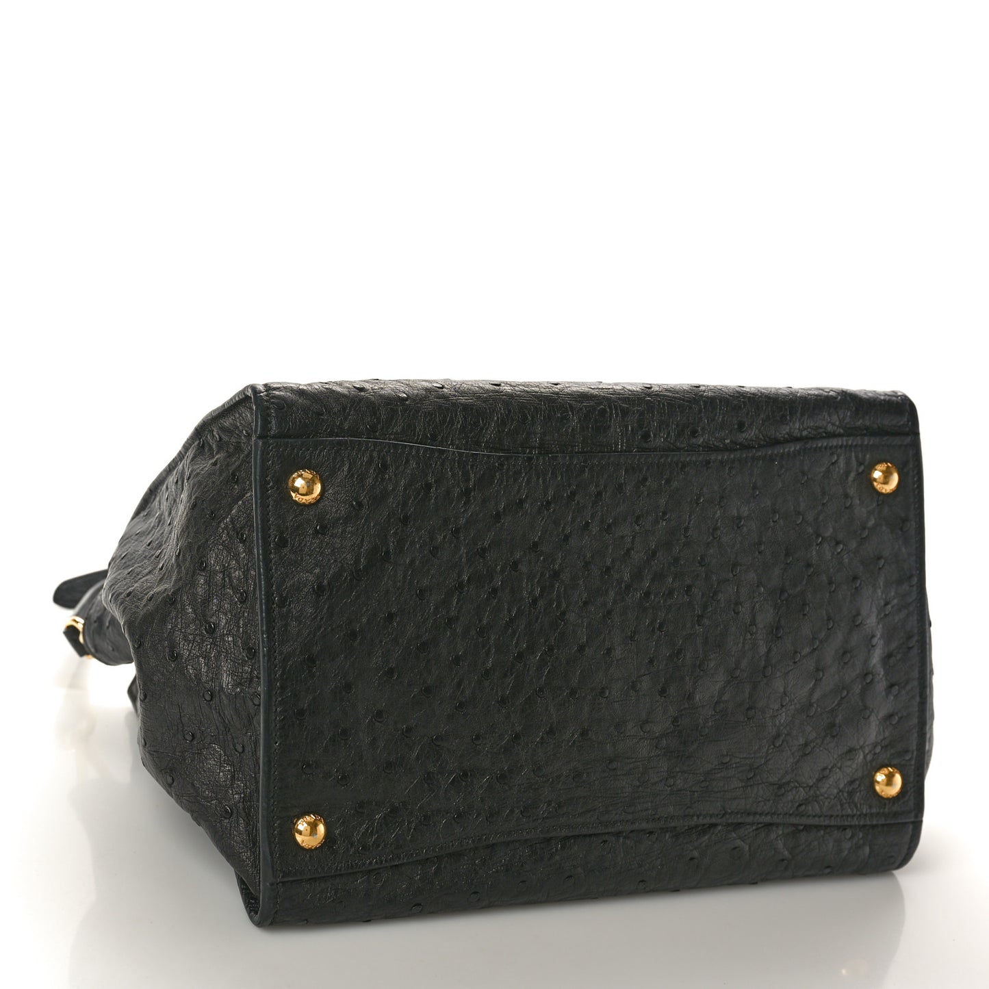 Ostrich Small Double Zip Tote Black
