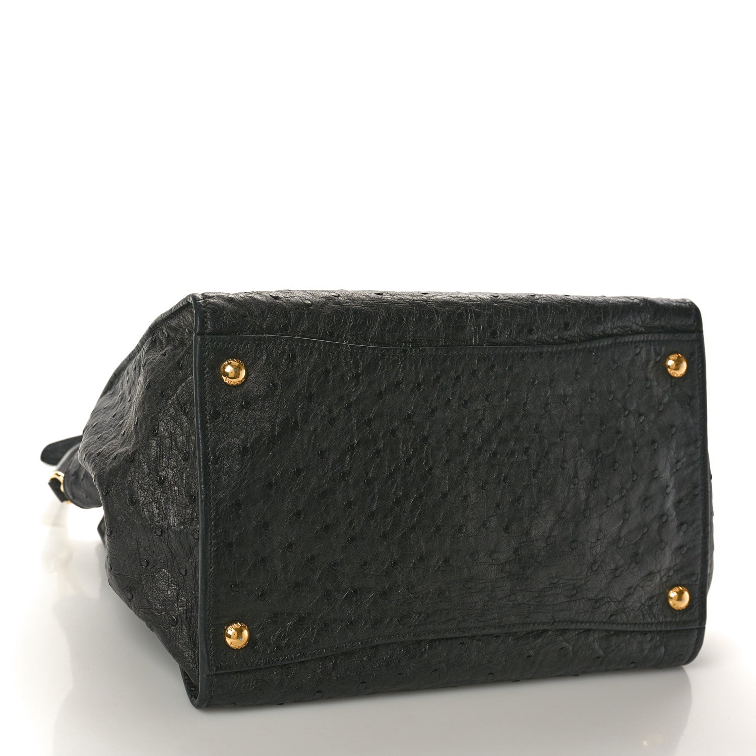Prada Ostrich Small Double Zip Tote Black 4 of 9