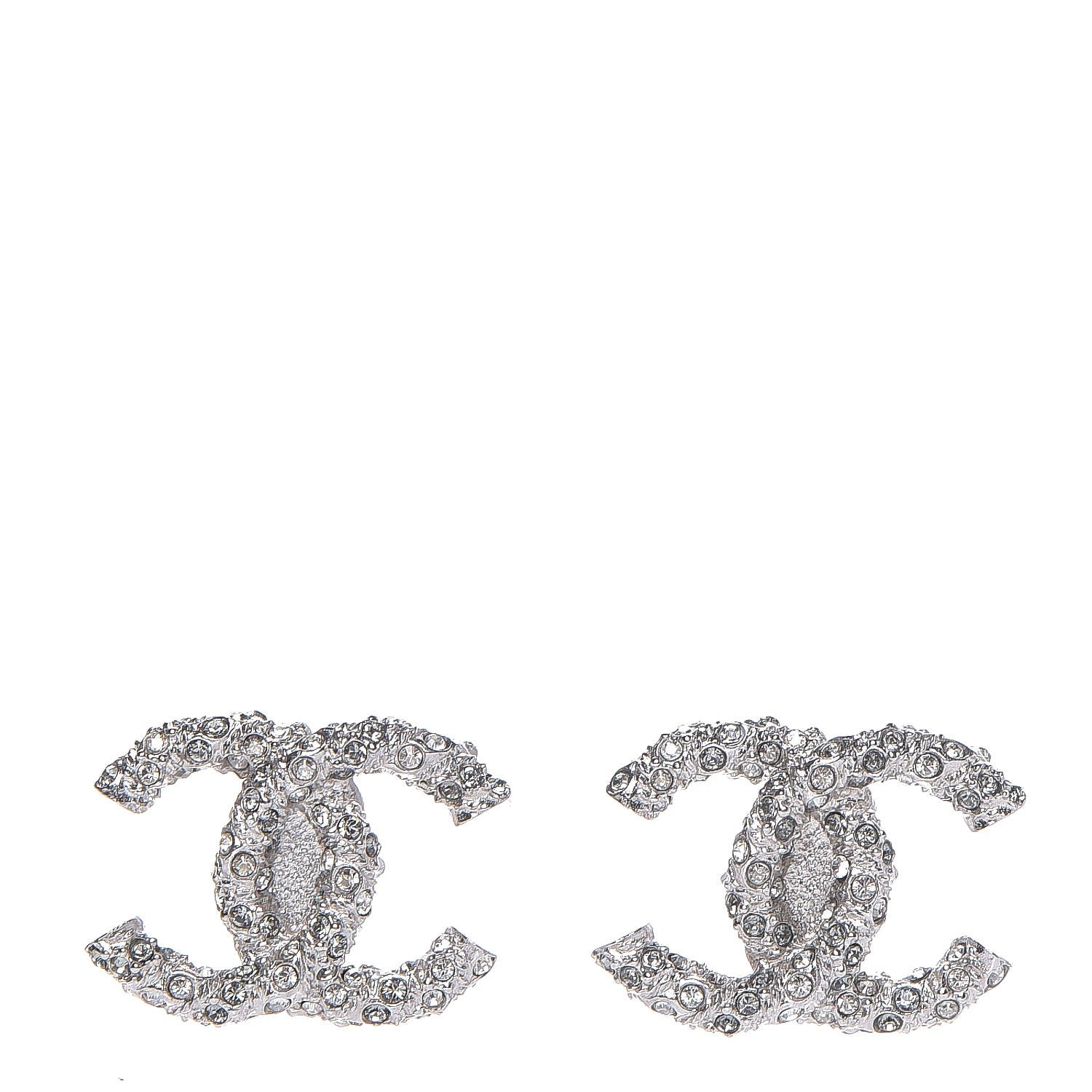 Chanel Crystal CC Earrings Grey Silver 1 of 5