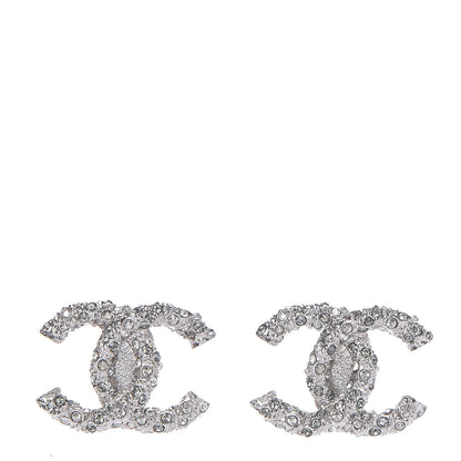 Chanel Crystal CC Earrings Grey Silver 1 of 5