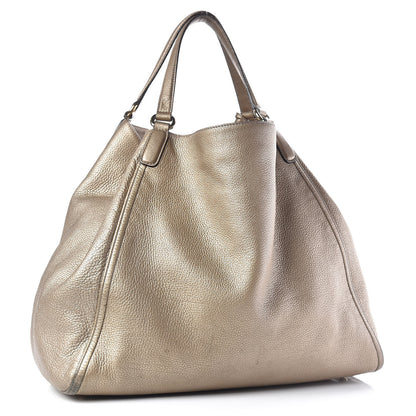 Gucci Metallic Pebbled Calfskin Large Soho Shoulder Bag Golden Beige 3 of 22