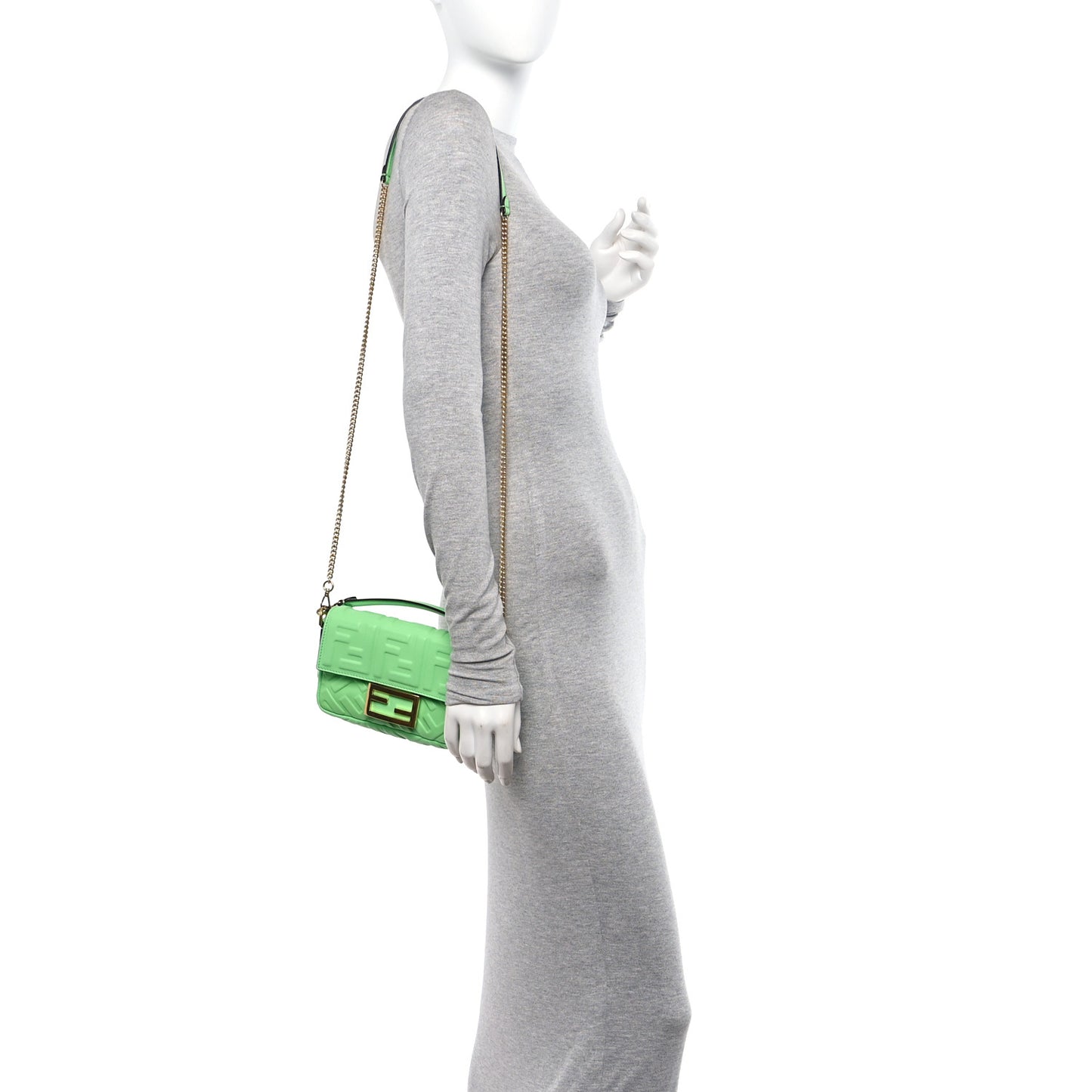 Nappa FF 1974 Embossed Mini Baguette Tomatillo