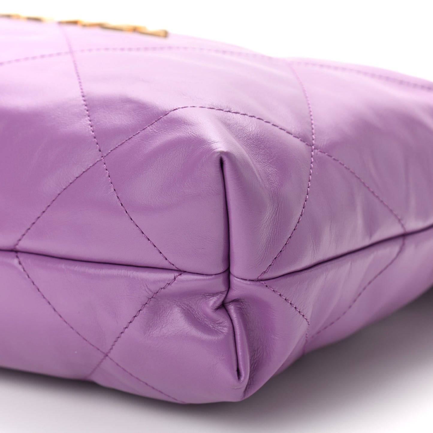 Shiny Calfskin Quilted Small Chanel 22 Purple