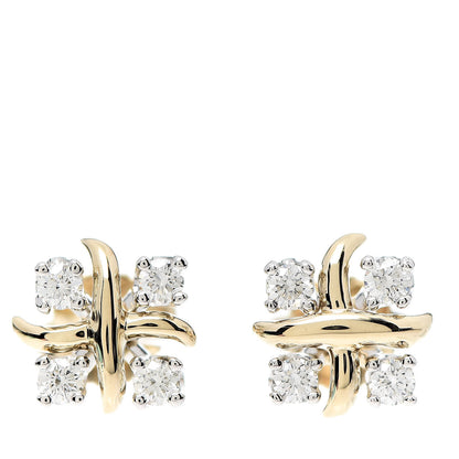 Tiffany Platinum 18K Yellow Gold Diamond Schlumberger Lynn Earrings 1 of 4