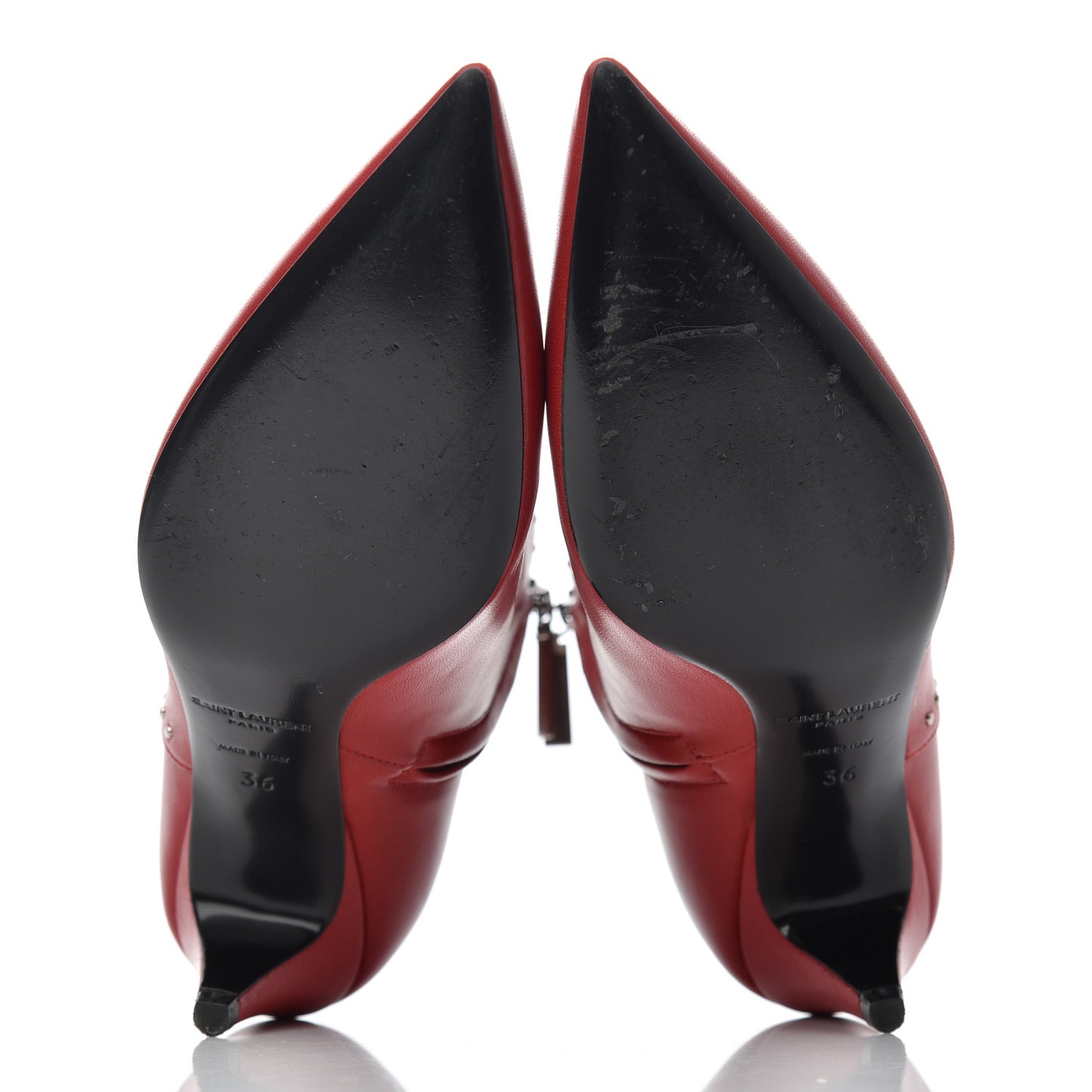 Calfskin Studded Charlotte 55 Boots 36 Red
