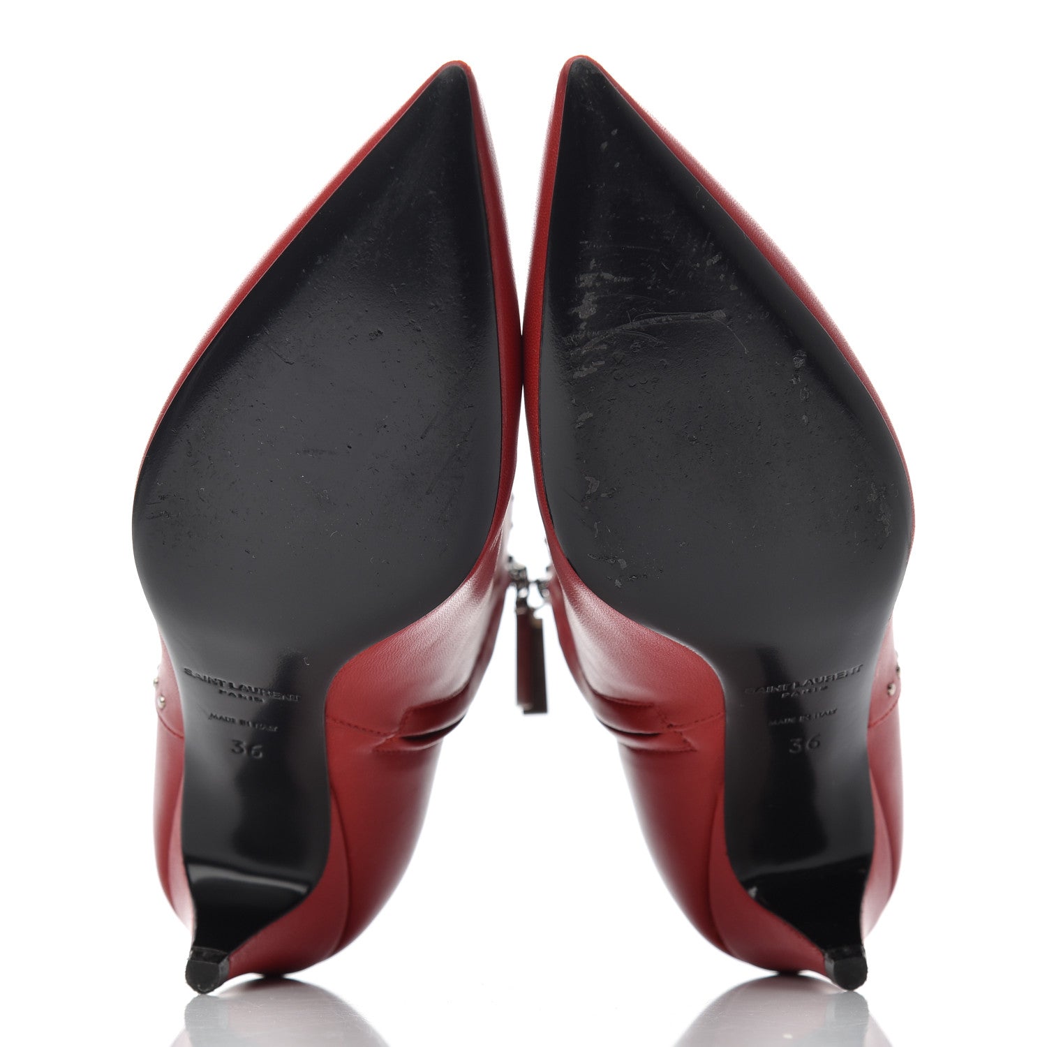 Saint Laurent Calfskin Studded Charlotte 55 Boots 36 Red 5 of 16
