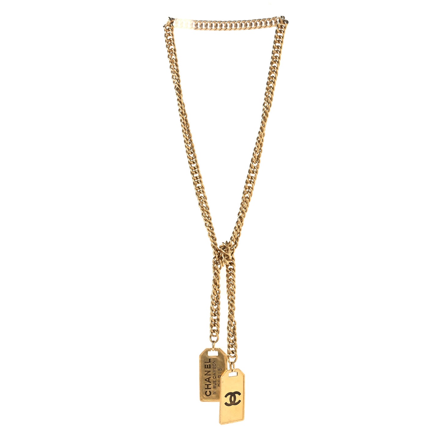 Metal ID Dog Tag Charm Necklace Gold