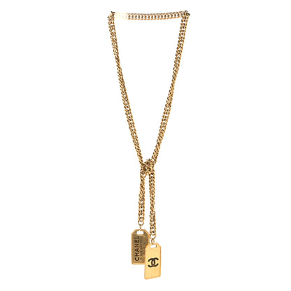 Chanel Metal ID Dog Tag Charm Necklace Gold 3 of 4