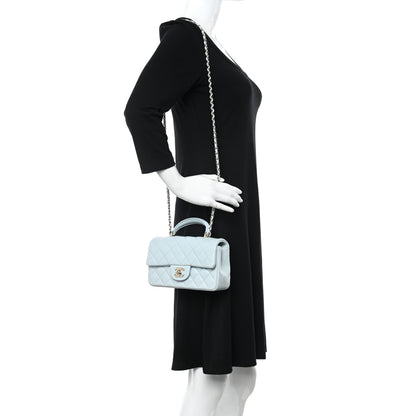 Chanel Lambskin Quilted Mini Top Handle Rectangular Flap Light Blue 2 of 11