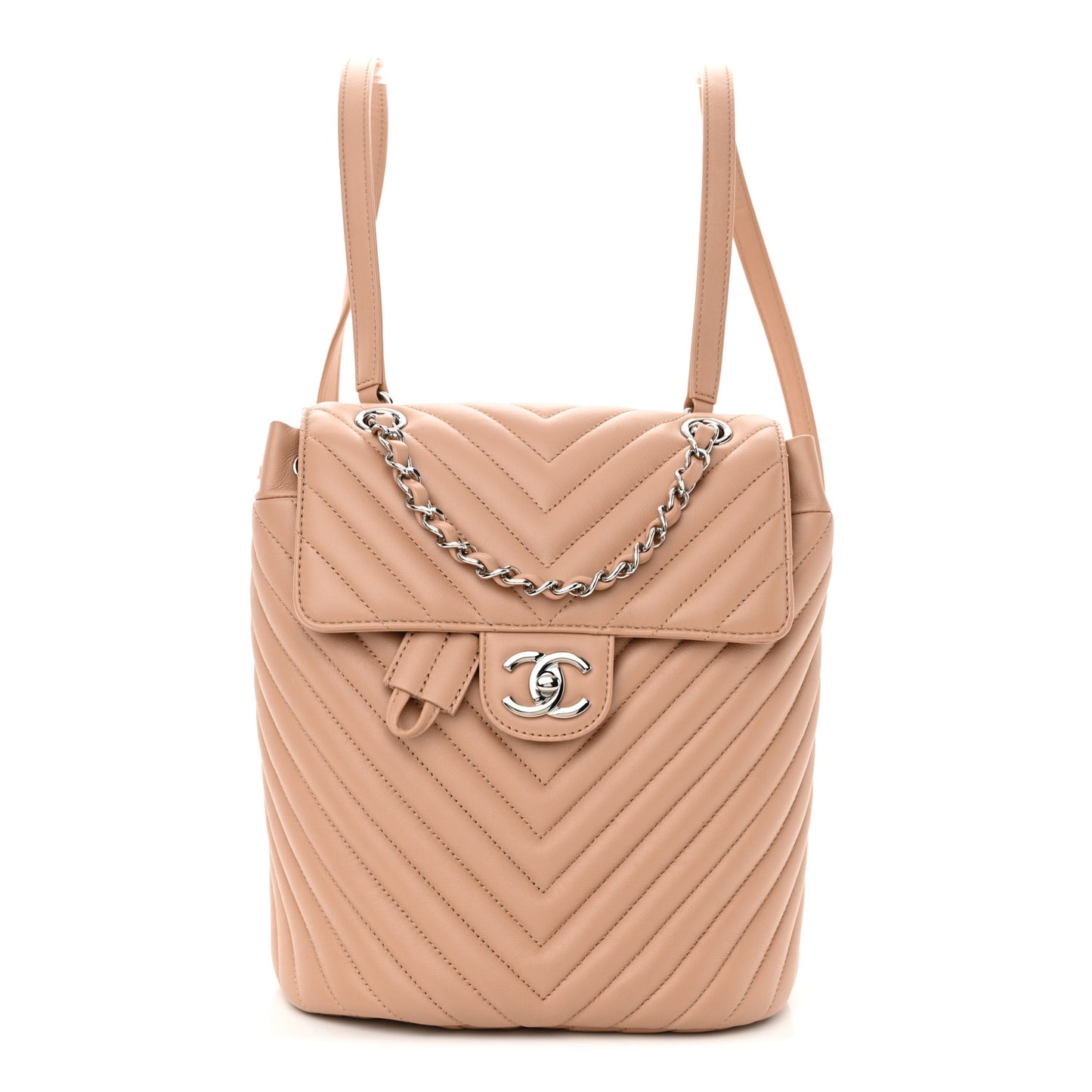 Calfskin Chevron Quilted Small Urban Spirit Backpack Beige