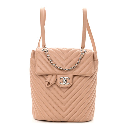 Chanel Calfskin Chevron Quilted Small Urban Spirit Backpack Beige 1 of 14