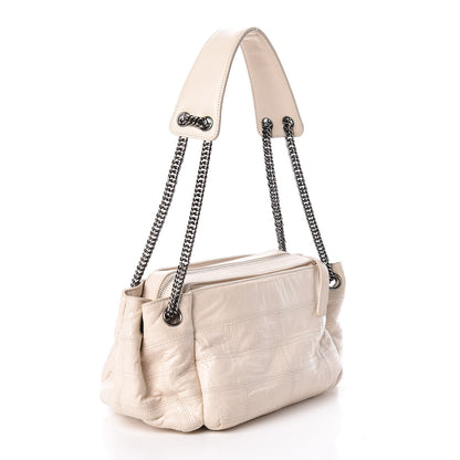 Chanel Lambskin Square Stitched Lax Accordion Hobo White 3 of 15