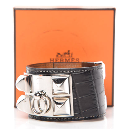 Hermes Matte Alligator Collier De Chien CDC Bracelet S Graphite 10 of 10