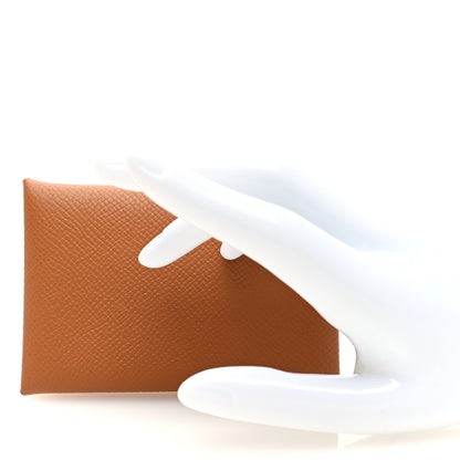 Hermes Epsom Calvi Card Case Gold 2 of 7