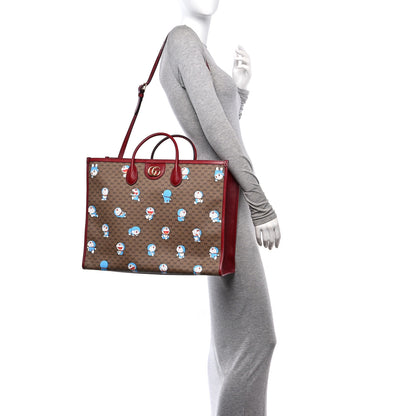 Gucci X DORAEMON Mini Vintage GG Supreme Monogram Large Tote Bag Beige Cherry Red 2 of 14