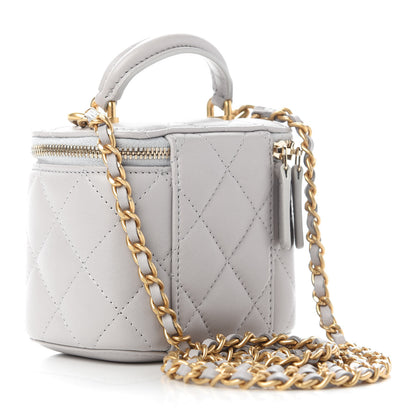 Chanel Lambskin Quilted Top Handle Mini Vanity Case With Chain Grey 2 of 8