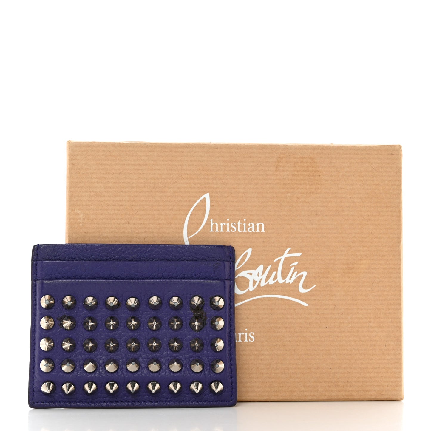 Calfskin Paris Spikes Kios Card Holder Purple