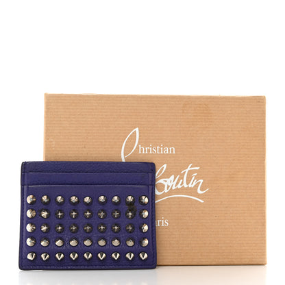 Christian Louboutin Calfskin Paris Spikes Kios Card Holder Purple 7 of 7
